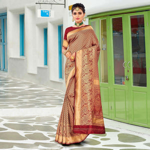 Maroon Festive Wear Woven Art Silk Saree