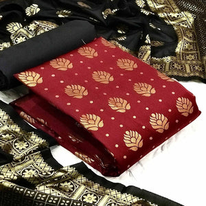 Maroon Festive Wear Woven Banarasi Silk Dress Material