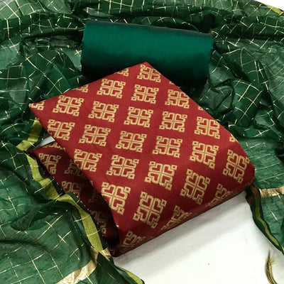 Maroon Festive Wear Woven Banarasi Silk Dress Material