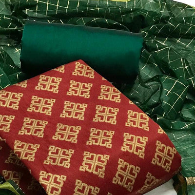 Maroon Festive Wear Woven Banarasi Silk Dress Material
