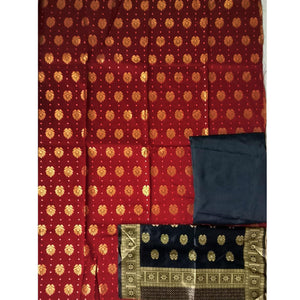 Maroon Festive Wear Woven Banarasi Silk Dress Material