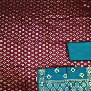Maroon Festive Wear Woven Banarasi Silk Dress Material