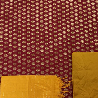 Maroon Festive Wear Woven Banarasi Silk Dress Material