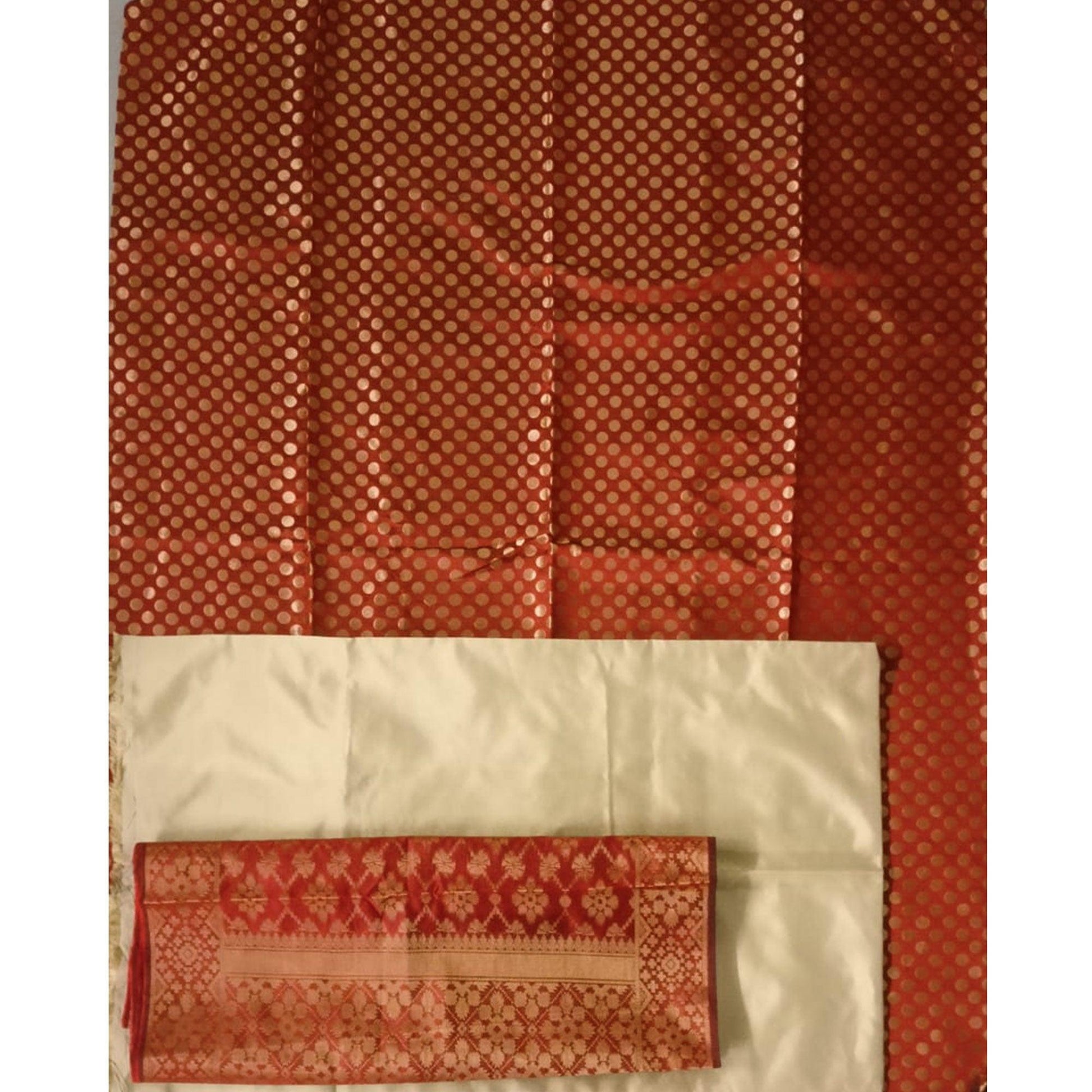 Maroon Festive Wear Woven Banarasi Silk Dress Material