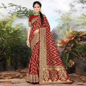 Maroon  Festive Wear Woven Banarasi Silk Saree