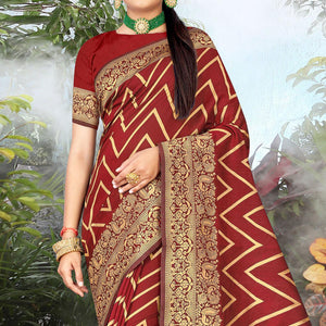 Maroon  Festive Wear Woven Banarasi Silk Saree