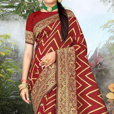 Maroon  Festive Wear Woven Banarasi Silk Saree