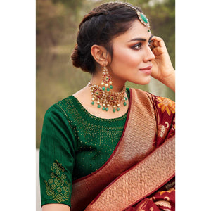 Maroon Festive Wear Woven Silk Saree