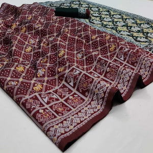Maroon Festive Wear Woven Soft Silk Patola Saree