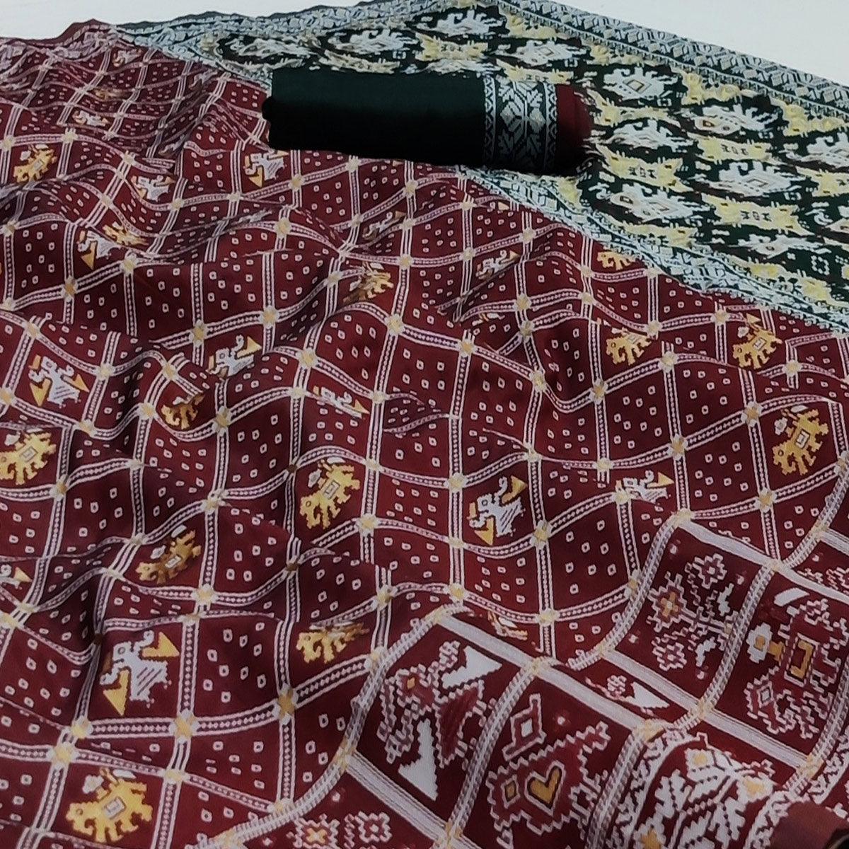 Maroon Festive Wear Woven Soft Silk Patola Saree