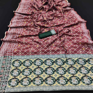 Maroon Festive Wear Woven Soft Silk Patola Saree