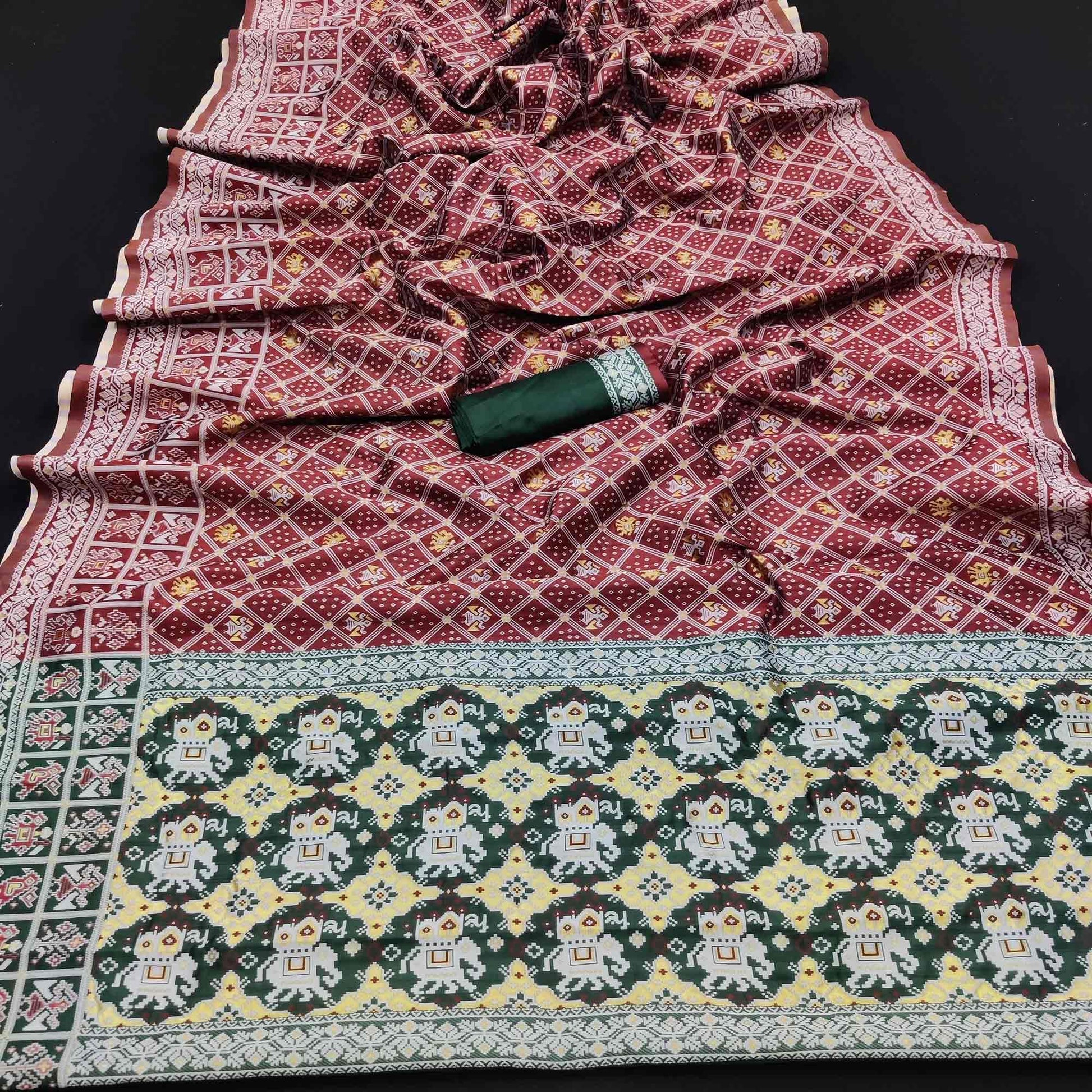 Maroon Festive Wear Woven Soft Silk Patola Saree