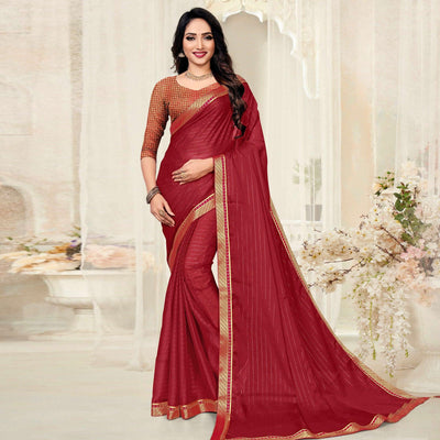 Maroon Festive Wear Zari Chiffon Saree