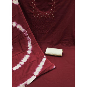 Maroon Floral Embroidered Cotton Silk Dress Material