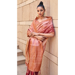 Maroon Floral Woven Art Silk Saree