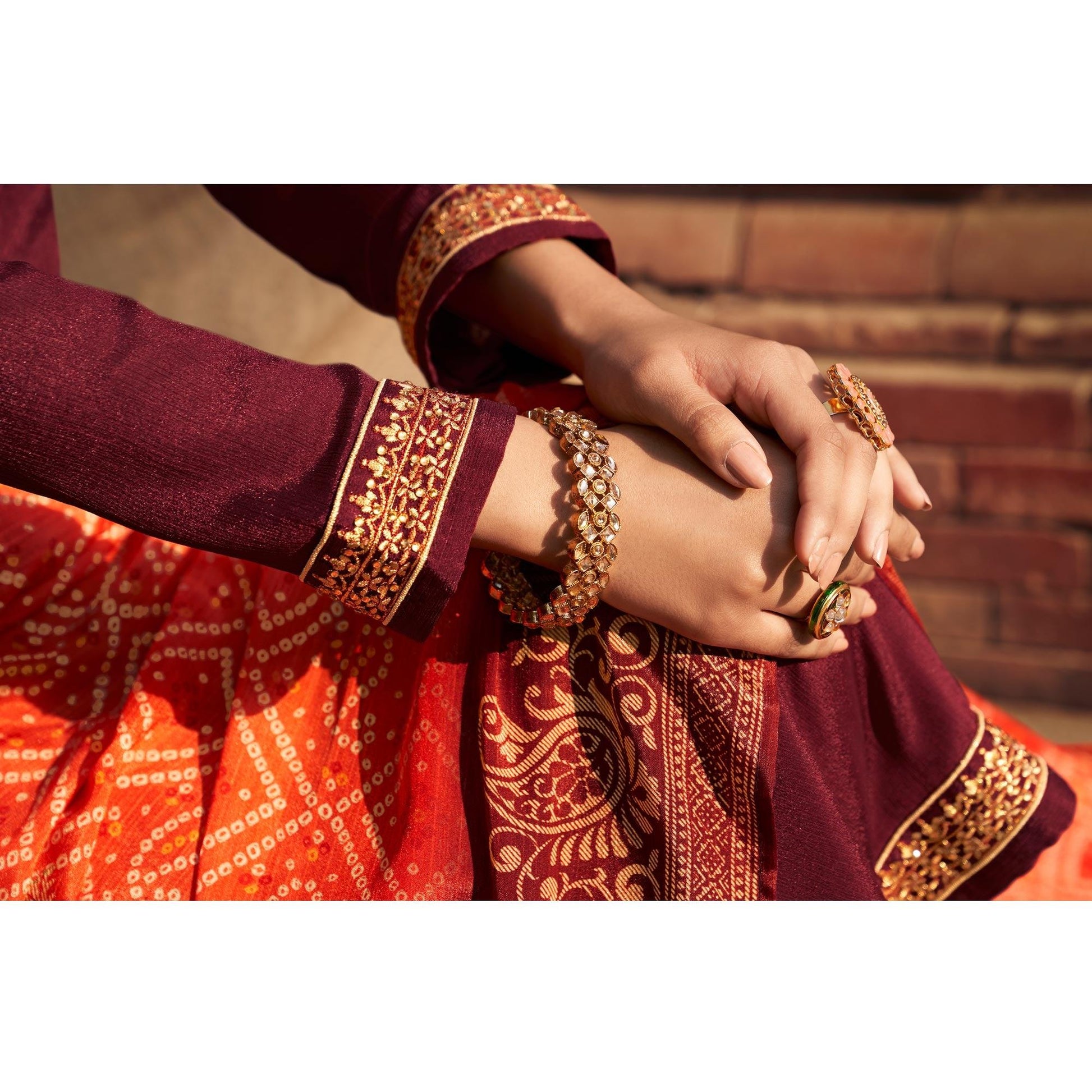 Maroon Partywear Embroidered Chinon chiffon Suit