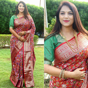 Maroon Patola Printed Art Silk Saree