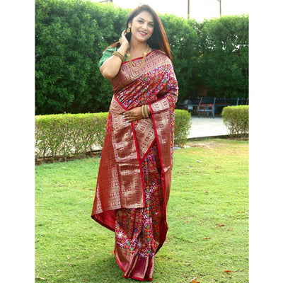 Maroon Patola Printed Art Silk Saree