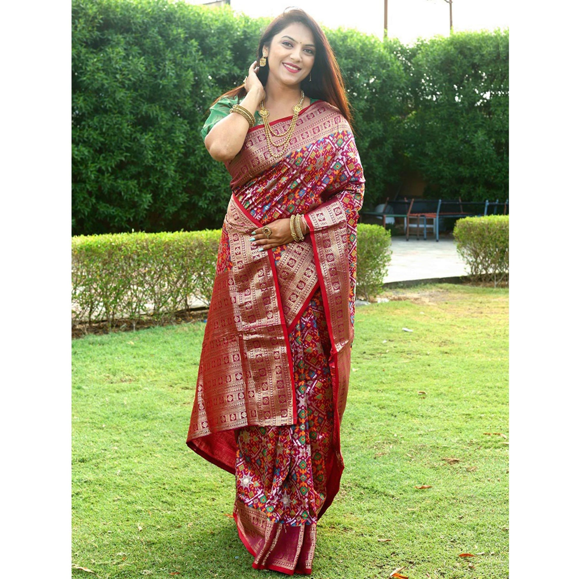 Maroon Patola Printed Art Silk Saree