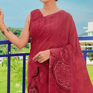 Maroon Printed Georgette Saree