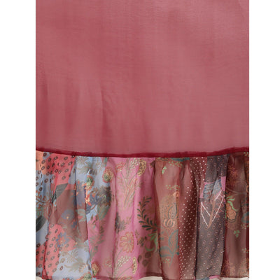 Maroon Printed Georgette Saree