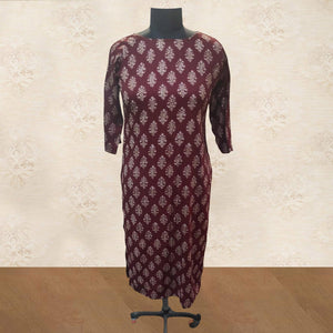 Maroon Printed Rayon Kurti