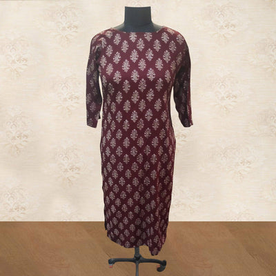 Maroon Printed Rayon Kurti