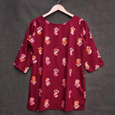 Maroon Printed Rayon Top