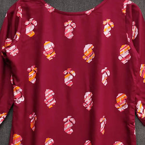 Maroon Printed Rayon Top