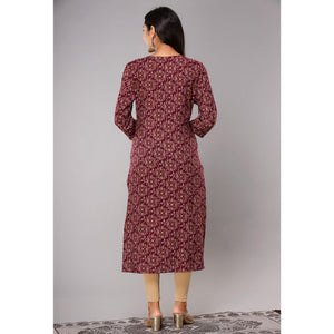 Maroon Jaipuri Print With Gota Patti Work Cotton Blend Kurti
