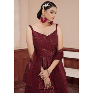 Maroon Sequins Embroidered Art Silk Lehenga Choli