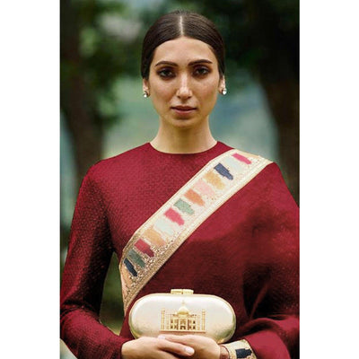 Maroon Sequins Embroidered Georgette Salwar Suit