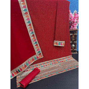 Maroon Sequins Embroidered Georgette Salwar Suit