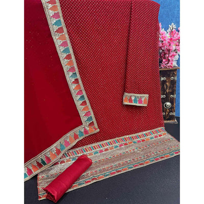 Maroon Sequins Embroidered Georgette Salwar Suit
