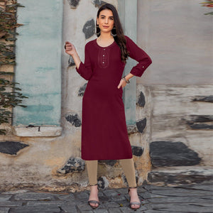 Maroon Sequins Embroidered Pure Cotton Kurti