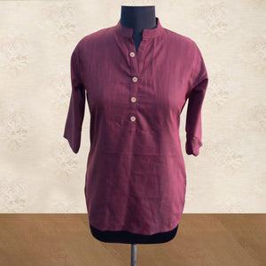 Maroon Solid Cotton Top