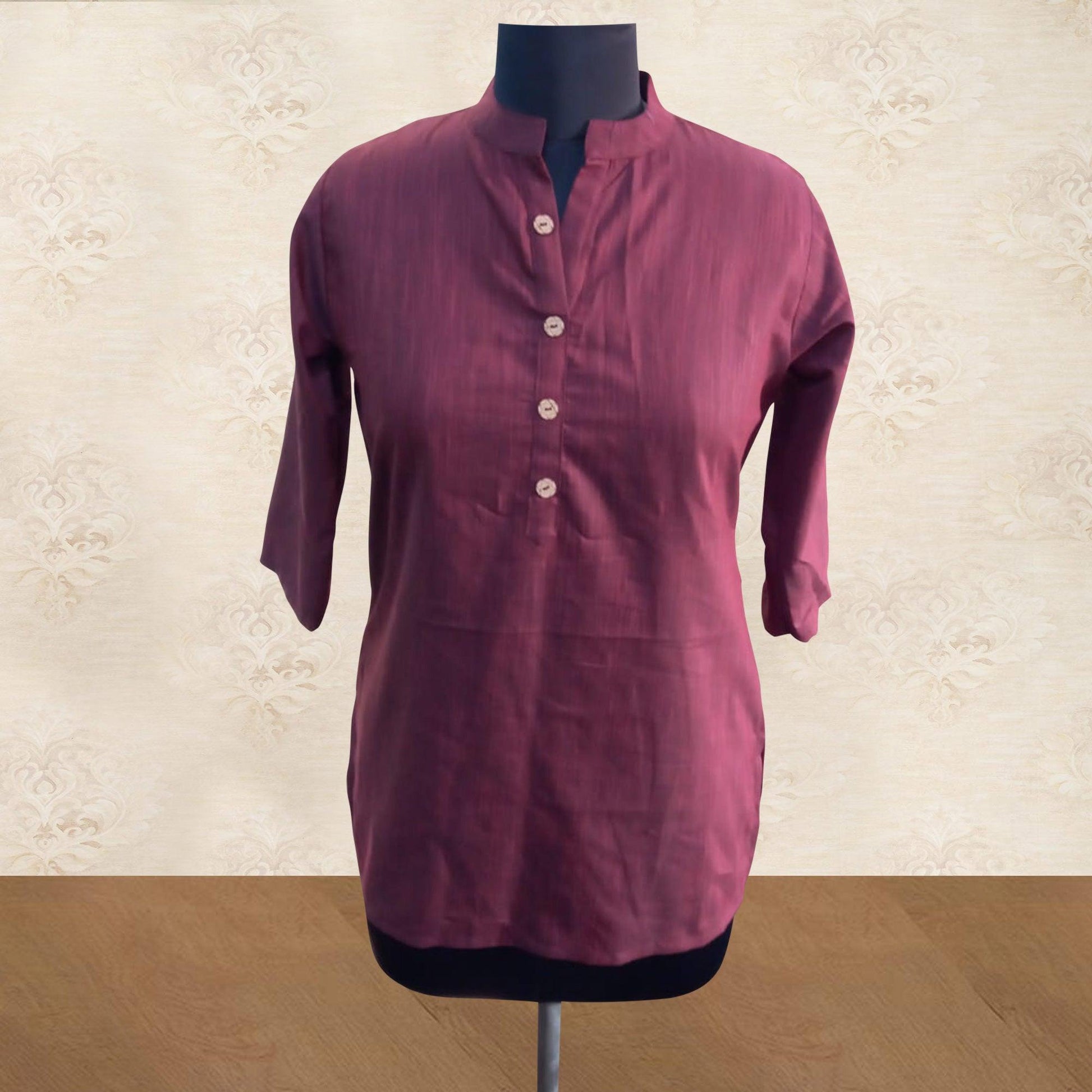 Maroon Solid Cotton Top