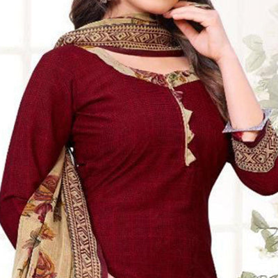Maroon Solid Crepe Patiala Dress Material