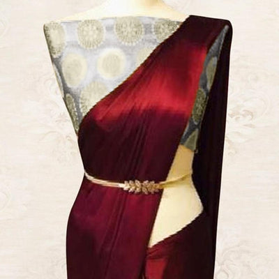 Maroon Solid Satin Saree