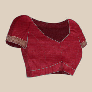 Maroon Solid With Woven Border Vichitra Silk Saree