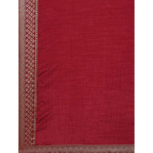 Maroon Solid With Woven Border Vichitra Silk Saree