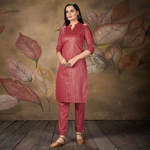 Maroon Stripe Printed Cotton Blend Kurti