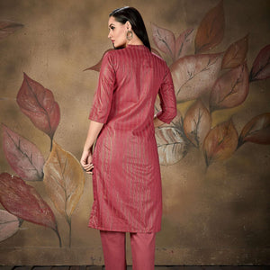 Maroon Stripe Printed Cotton Blend Kurti