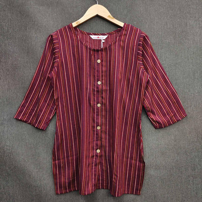 Maroon Striped Printed Rayon Top