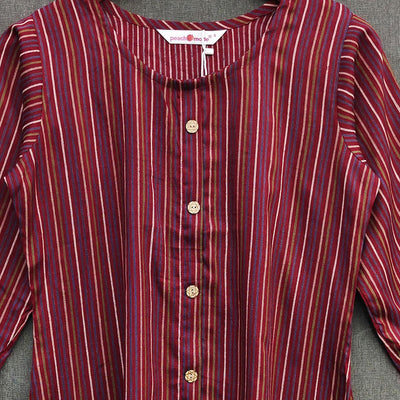 Maroon Striped Printed Rayon Top