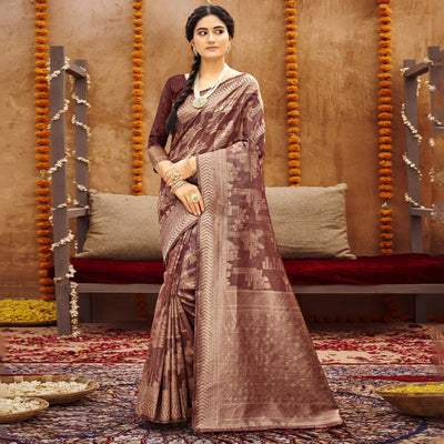 Maroon Woven Art Silk Saree