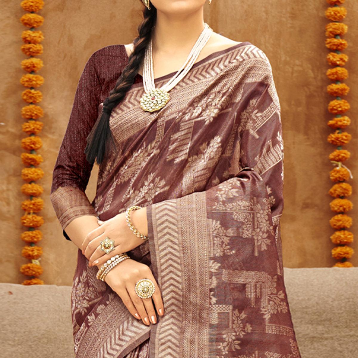 Maroon Woven Art Silk Saree