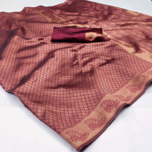 Maroon Woven Banarasi Silk Saree
