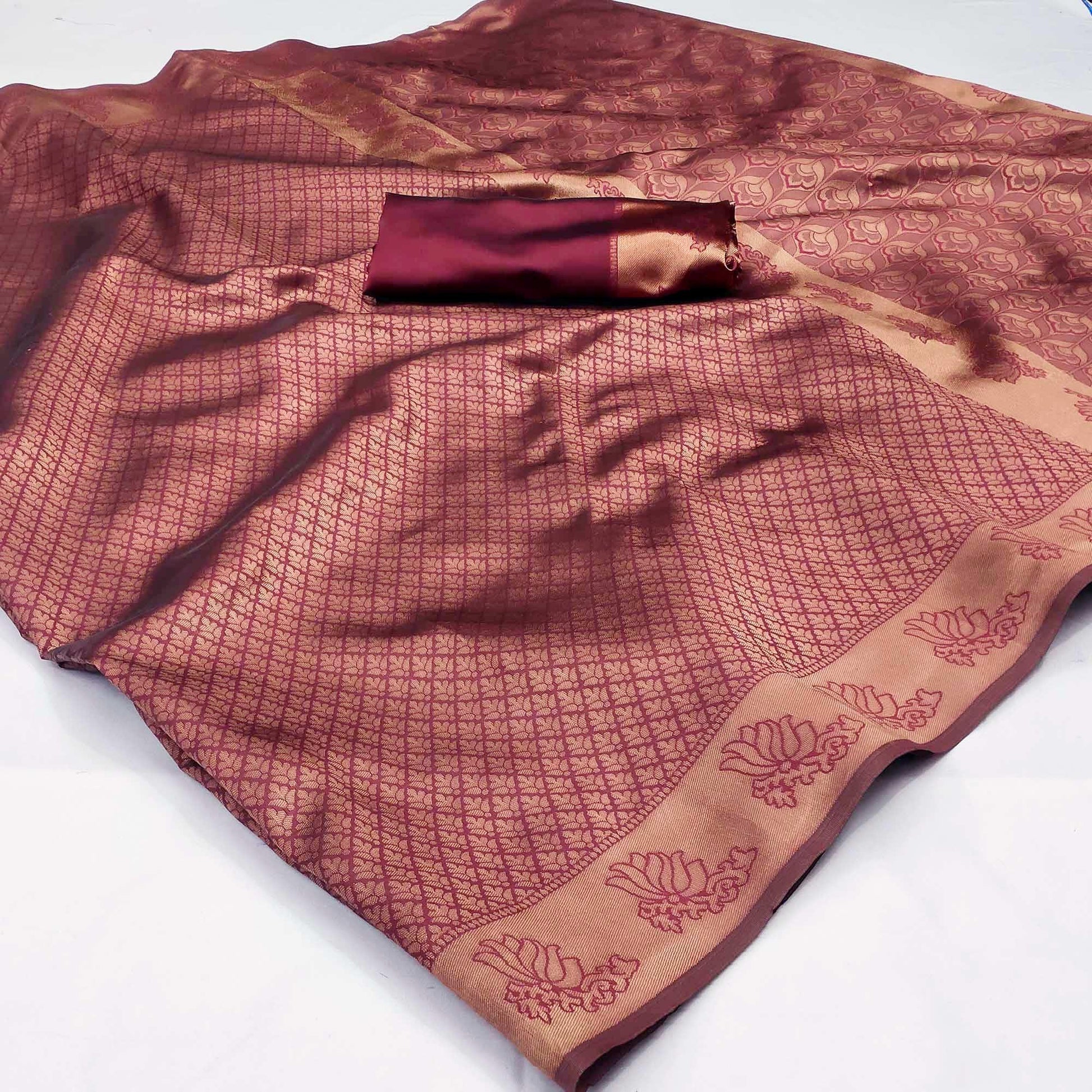 Maroon Woven Banarasi Silk Saree