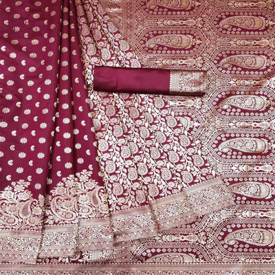 Maroon Woven Banarasi Silk Saree